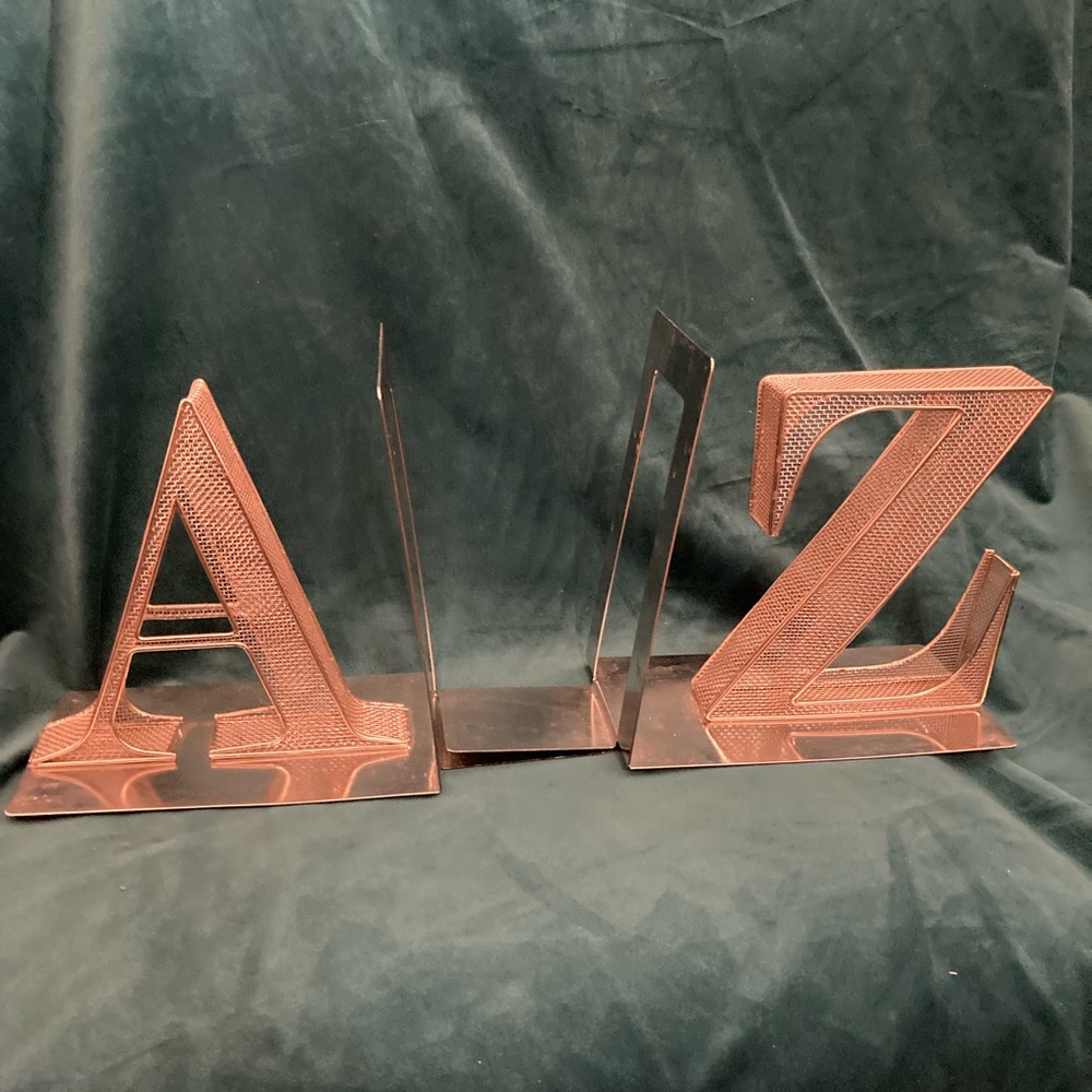 A and Z Bookends - Contemporary Lightweight Metal